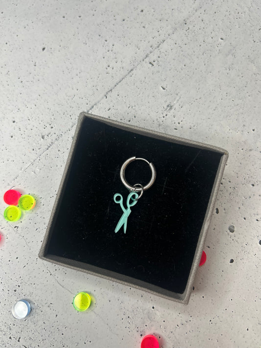 Creole / Ohrring "Schere" silber - verschiedene Farben verfügbar