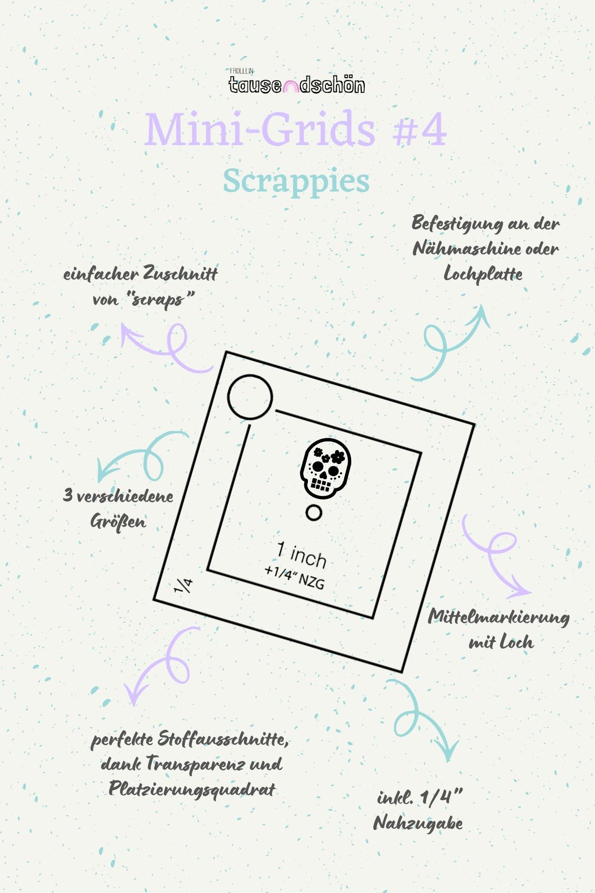 Mini-Grid #4 - "Scrappies" Inch Schablonen für Patchwork und Motivplatzierung - verschiedene Größen verfügbar