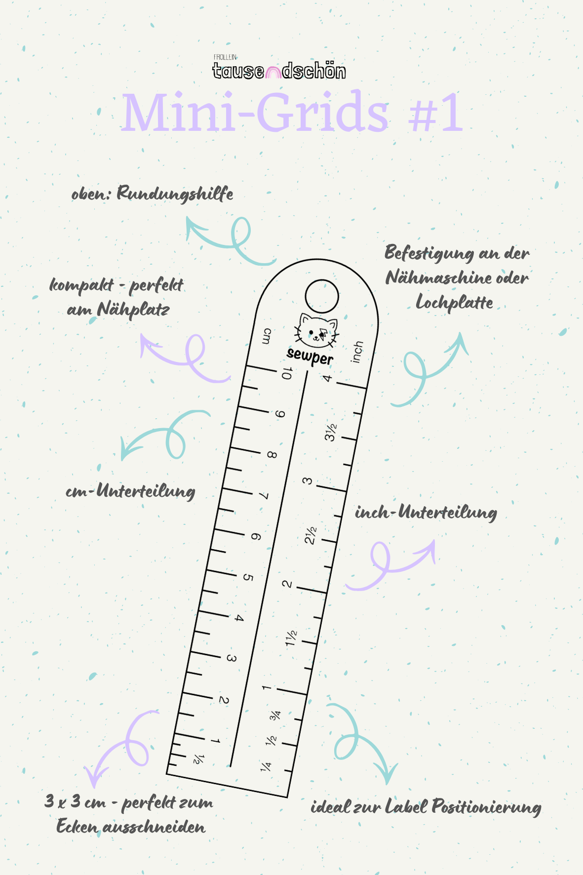 Mini-Grids #1 Lineal - Handmaß / Labellineal cm + inch